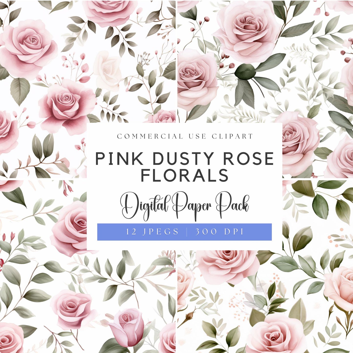 Papeles digitales de rosas rosadas empolvadas