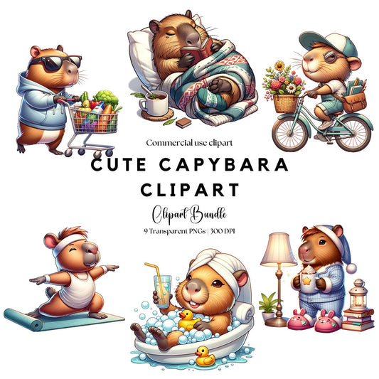 Capybara Watercolor Clipart