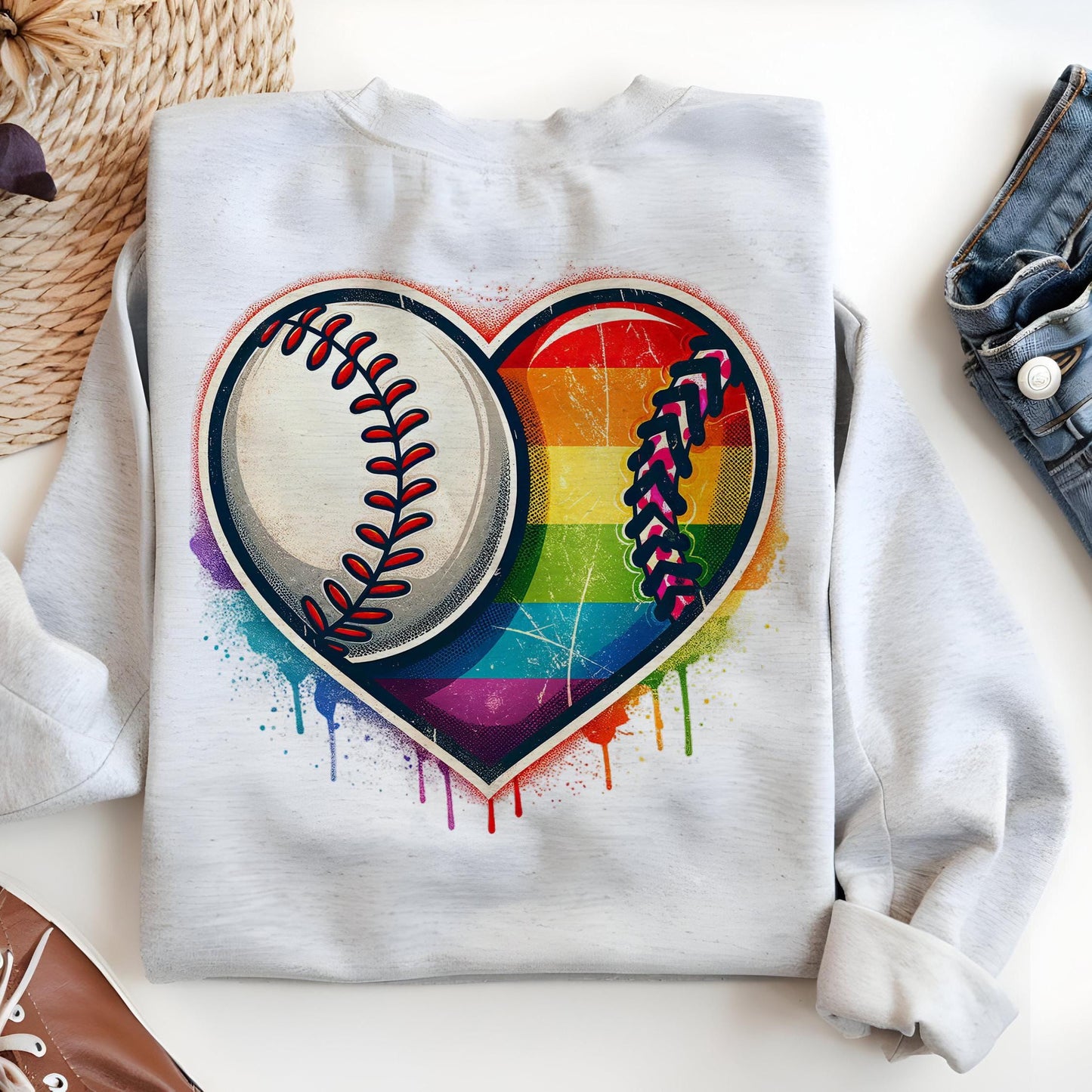 Distressed Split Baseball PNG