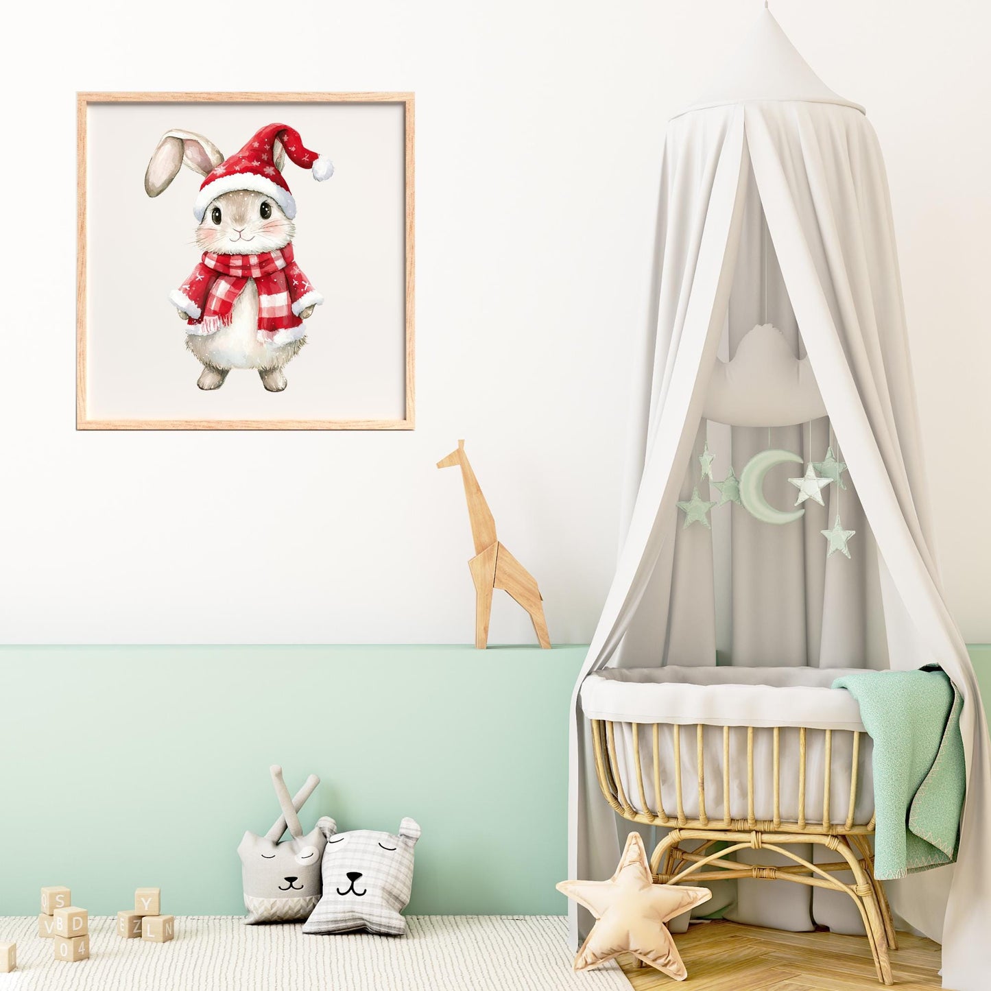 Watercolor Christmas Bunny Clipart