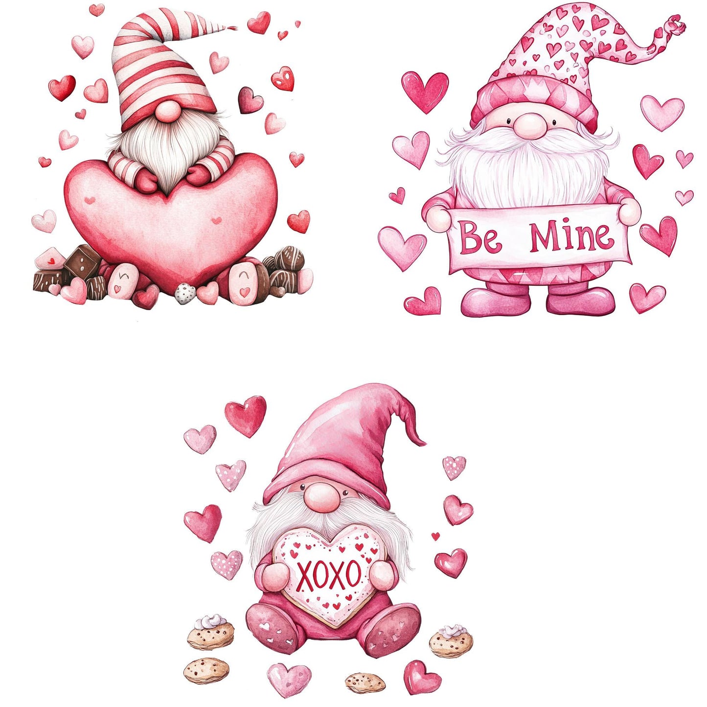 Pink Valentines Gnome Clipart