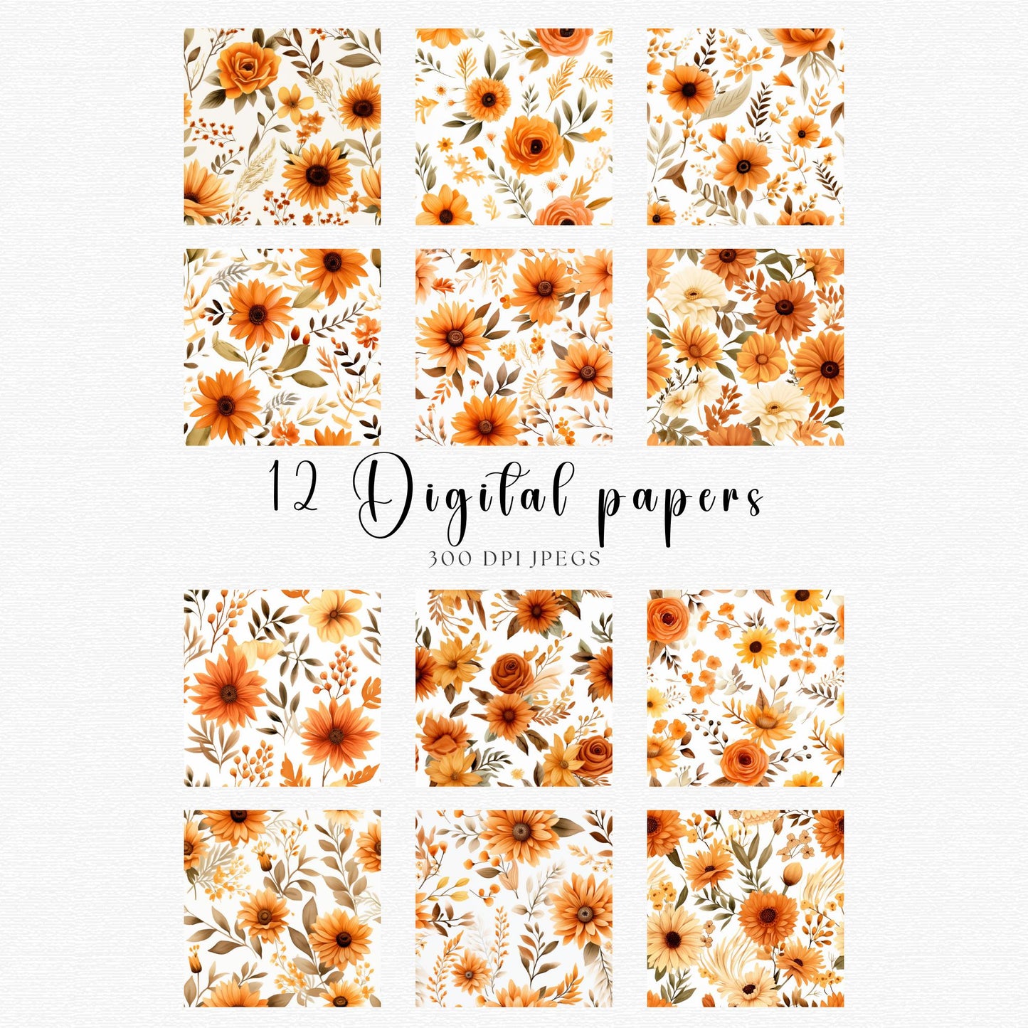 Papeles digitales florales de terracota