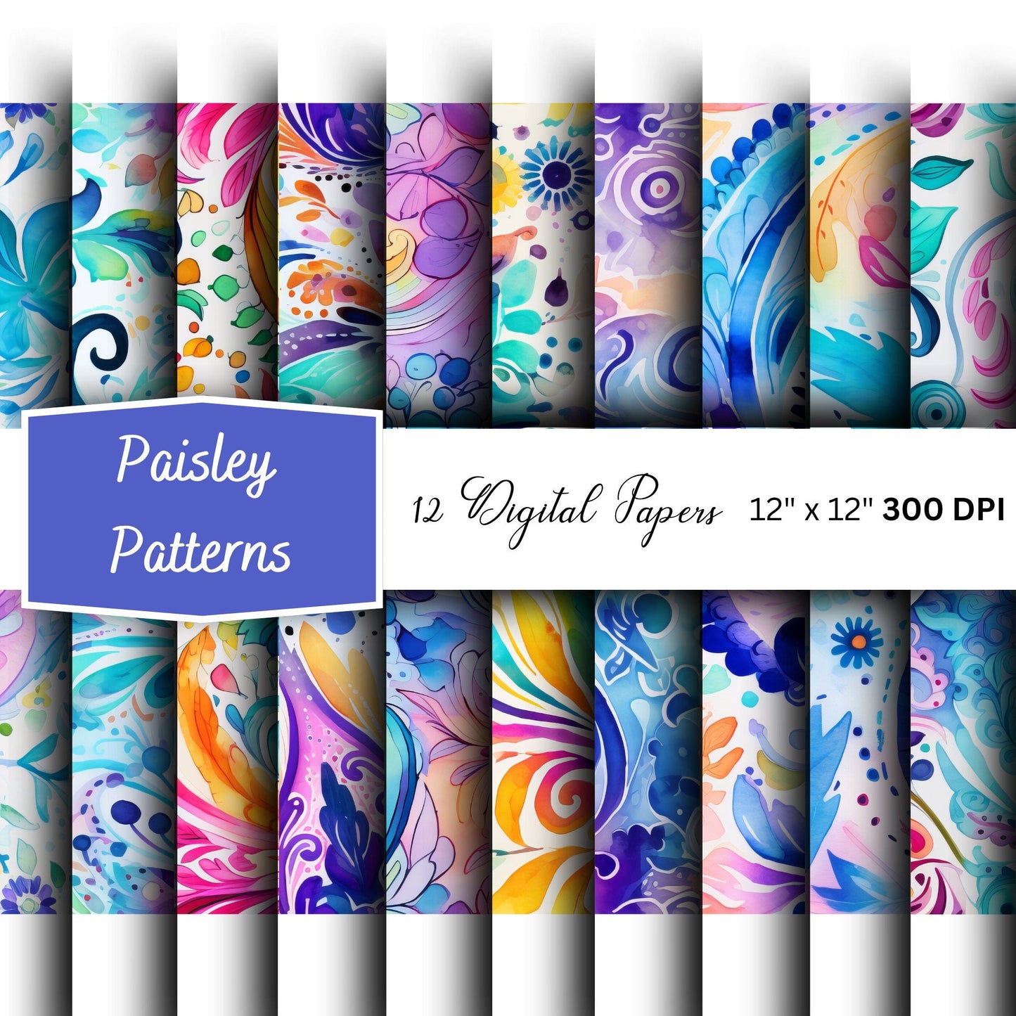 Papeles digitales con estampado de cachemira