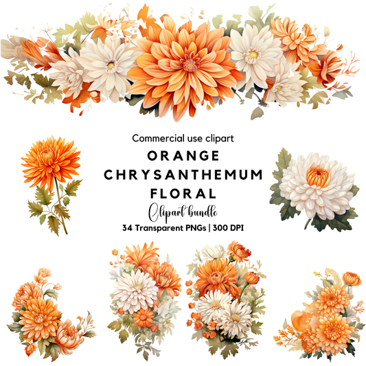 a bunch of orange and white flowers on a white background