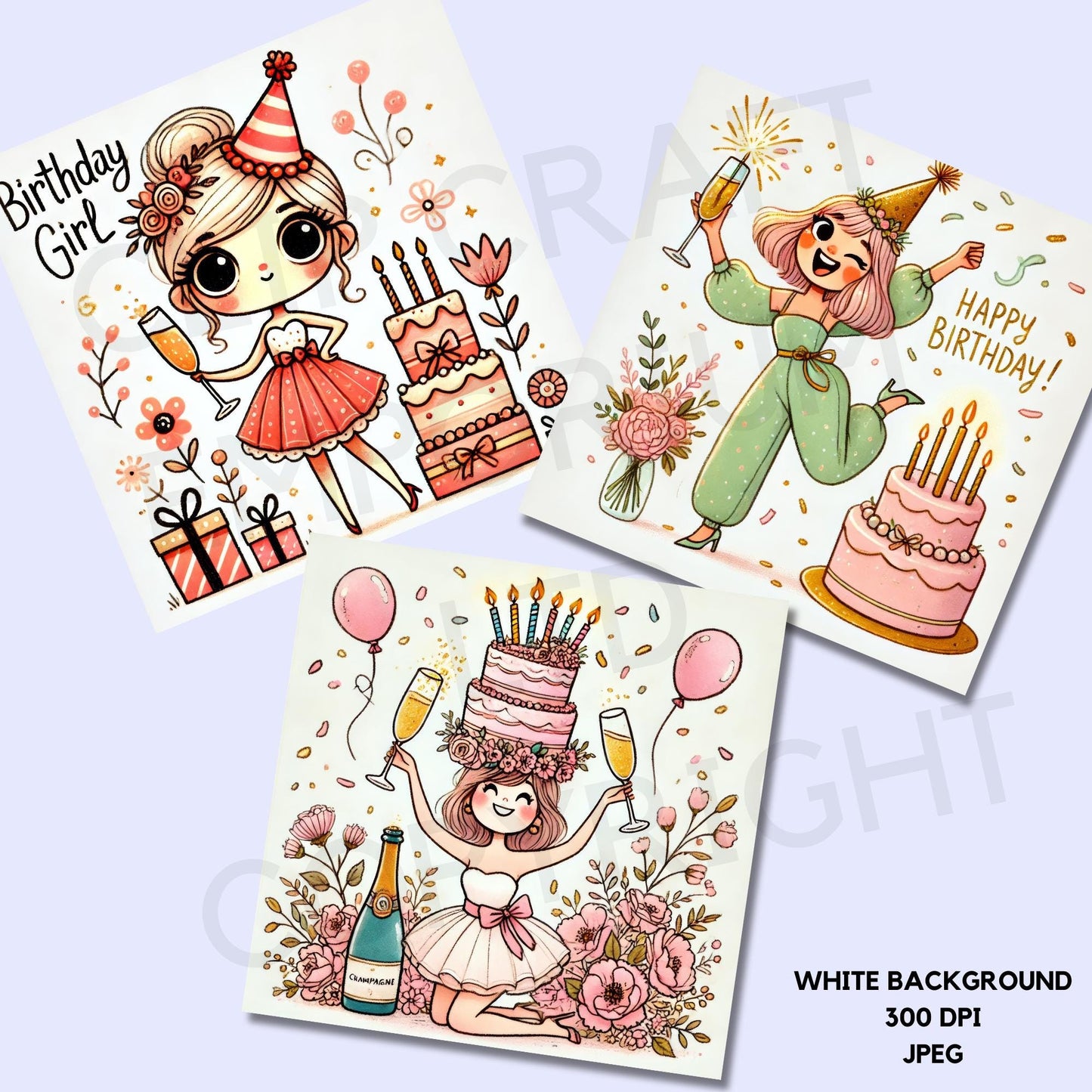 Quirky Birthday Girl JPEGs