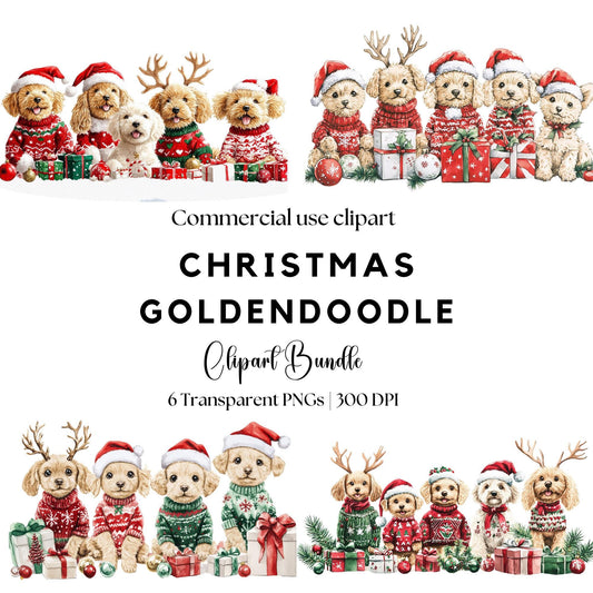 Christmas Goldendoodle clipart