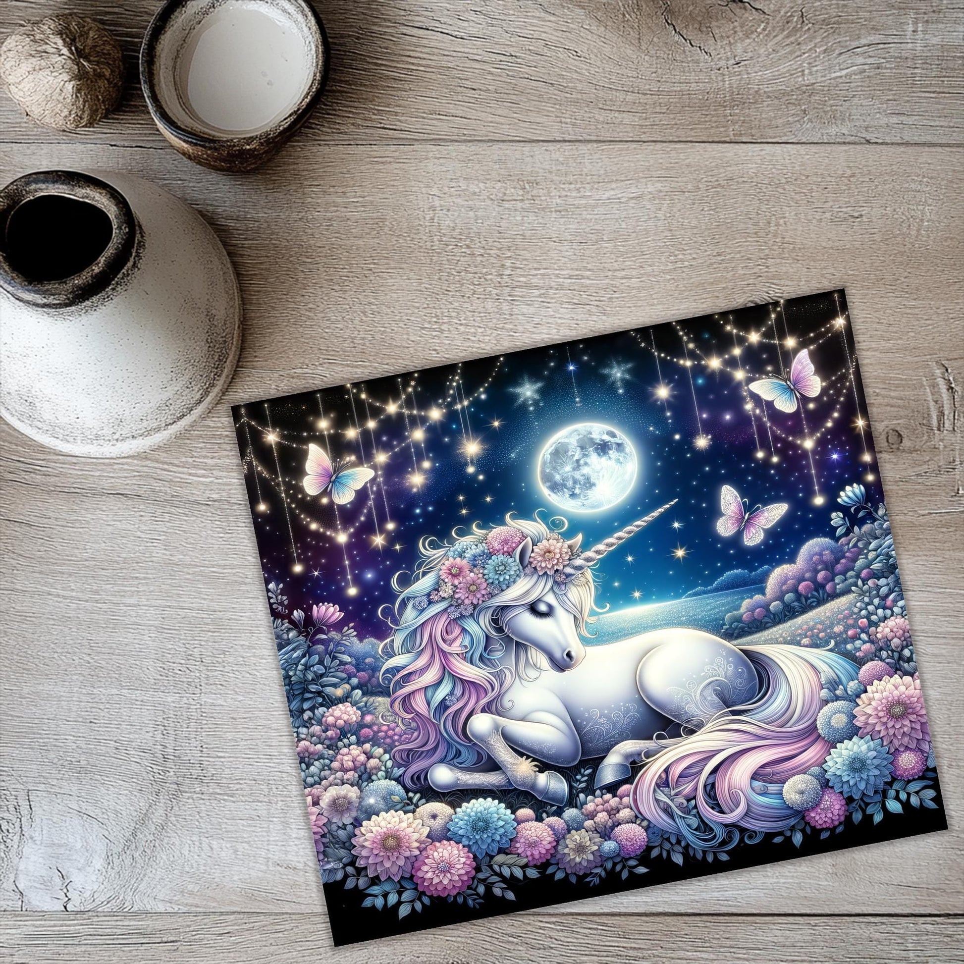 a picture of a unicorn on a table