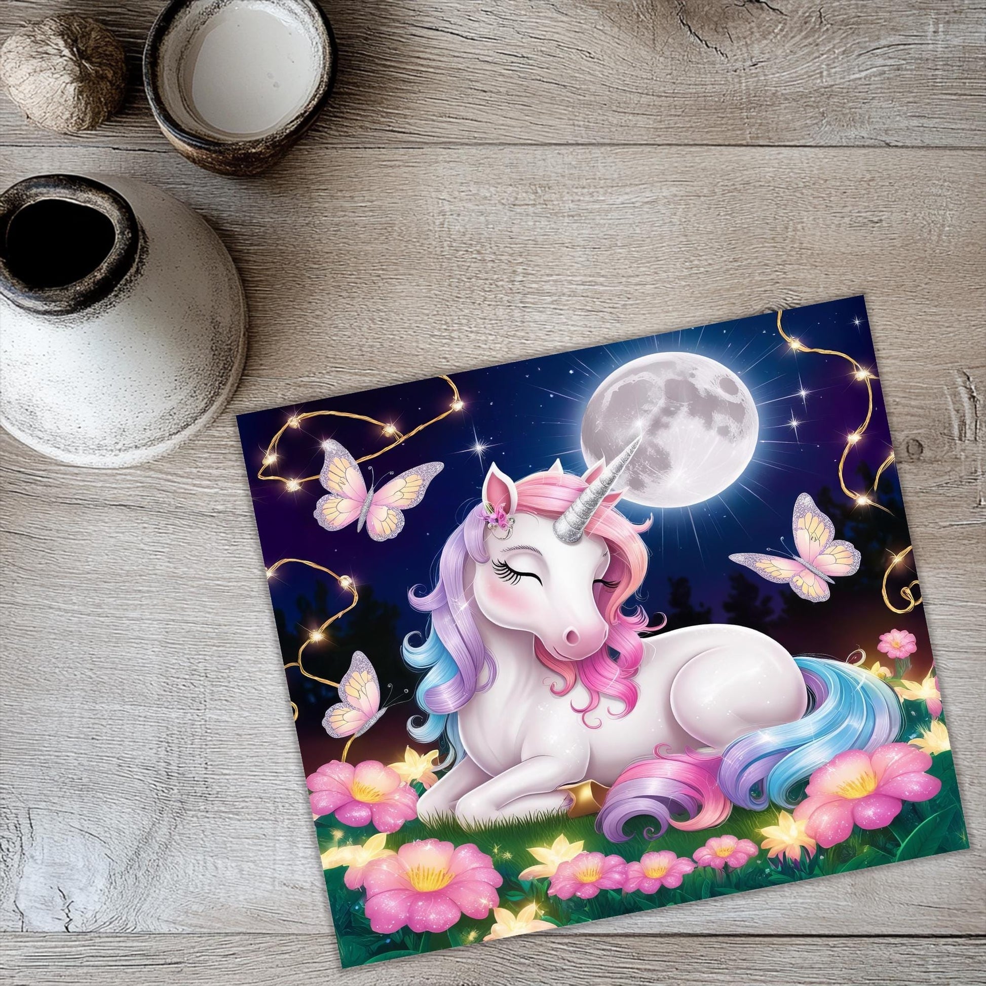 a picture of a unicorn on a table