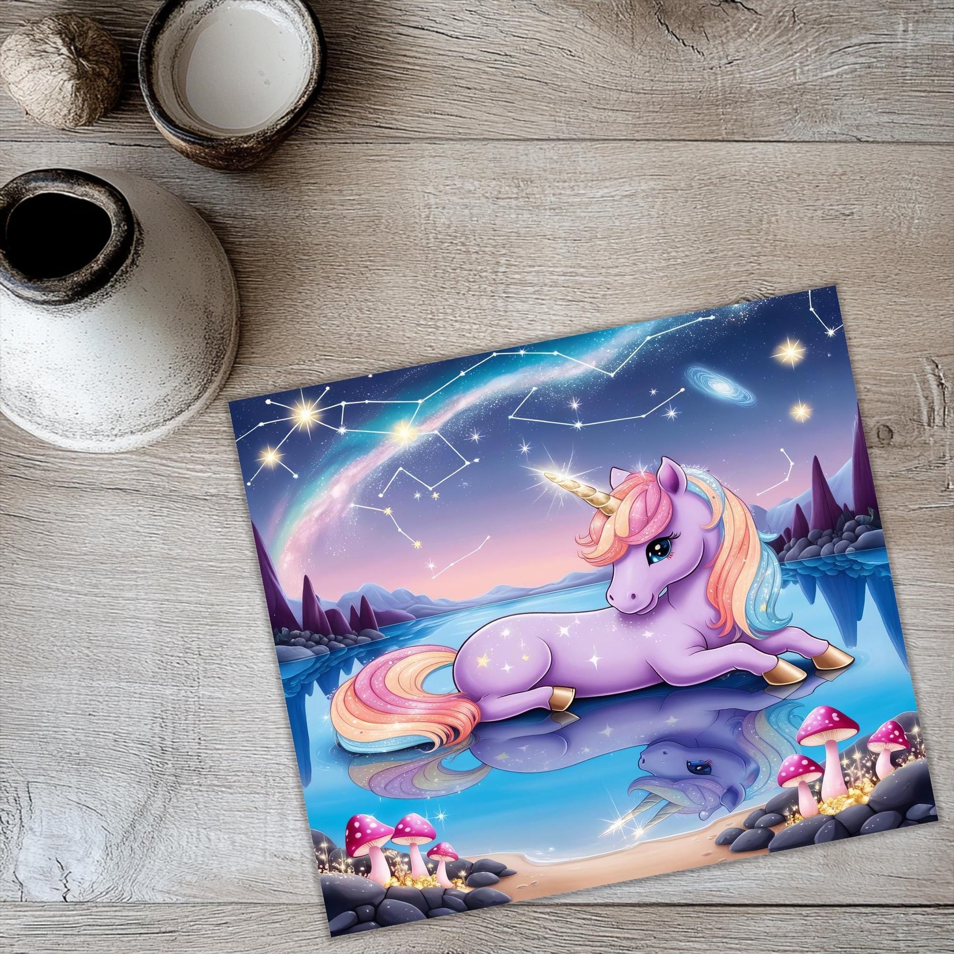a picture of a unicorn laying on the ground
