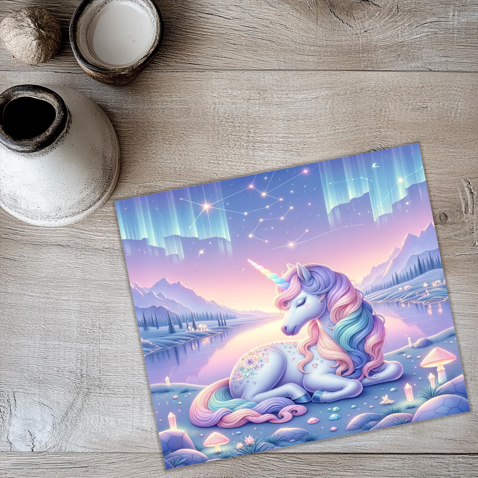a picture of a unicorn sitting on a table