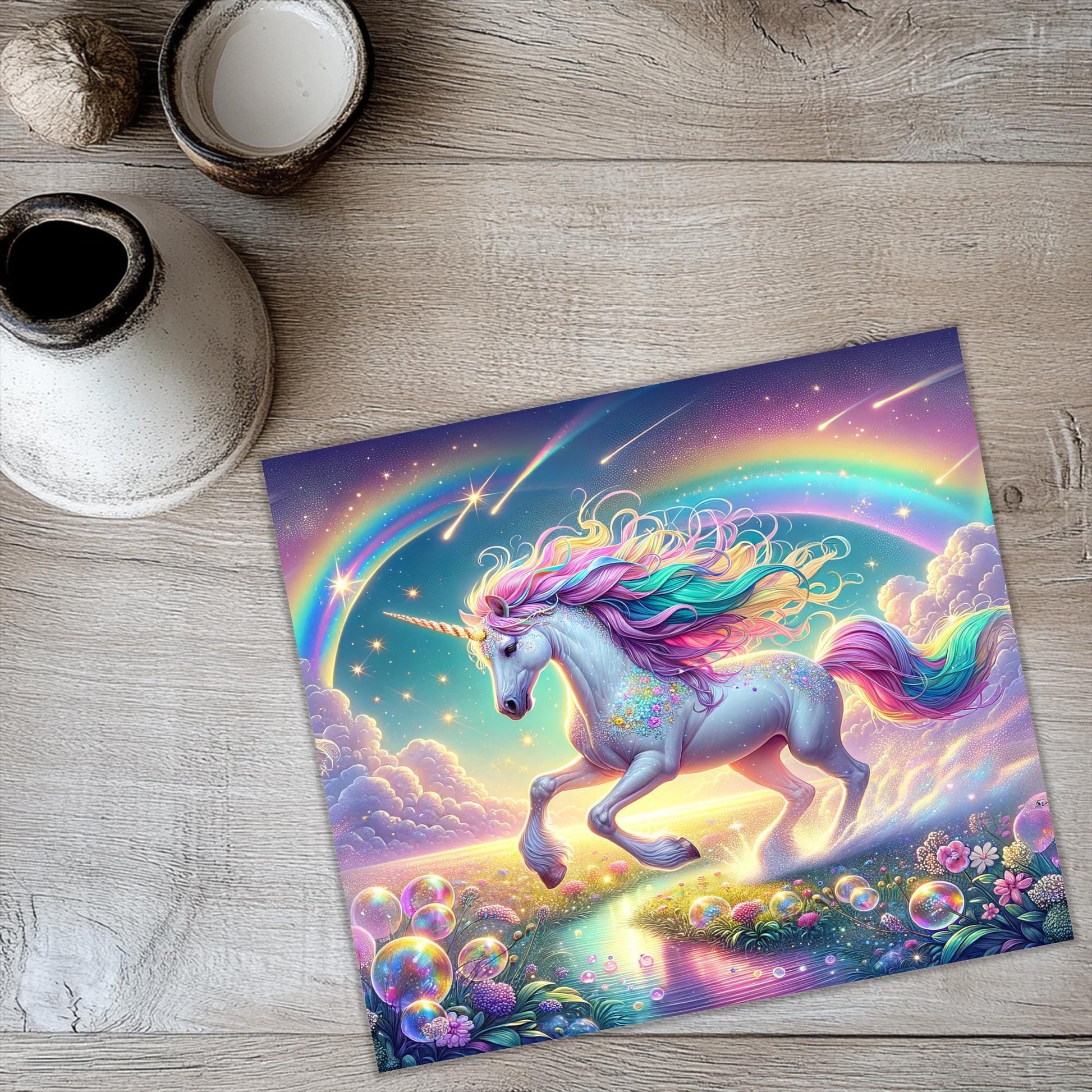 a picture of a unicorn on a table