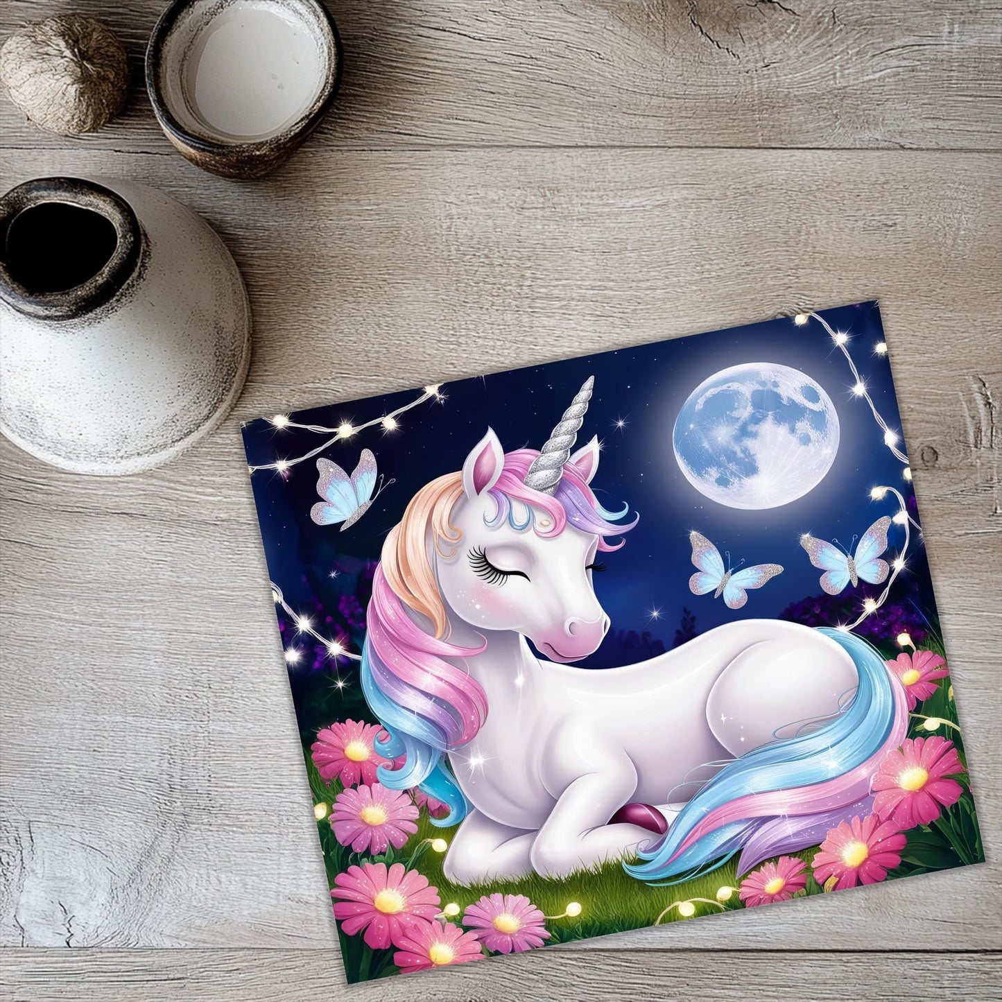 a picture of a unicorn on a table