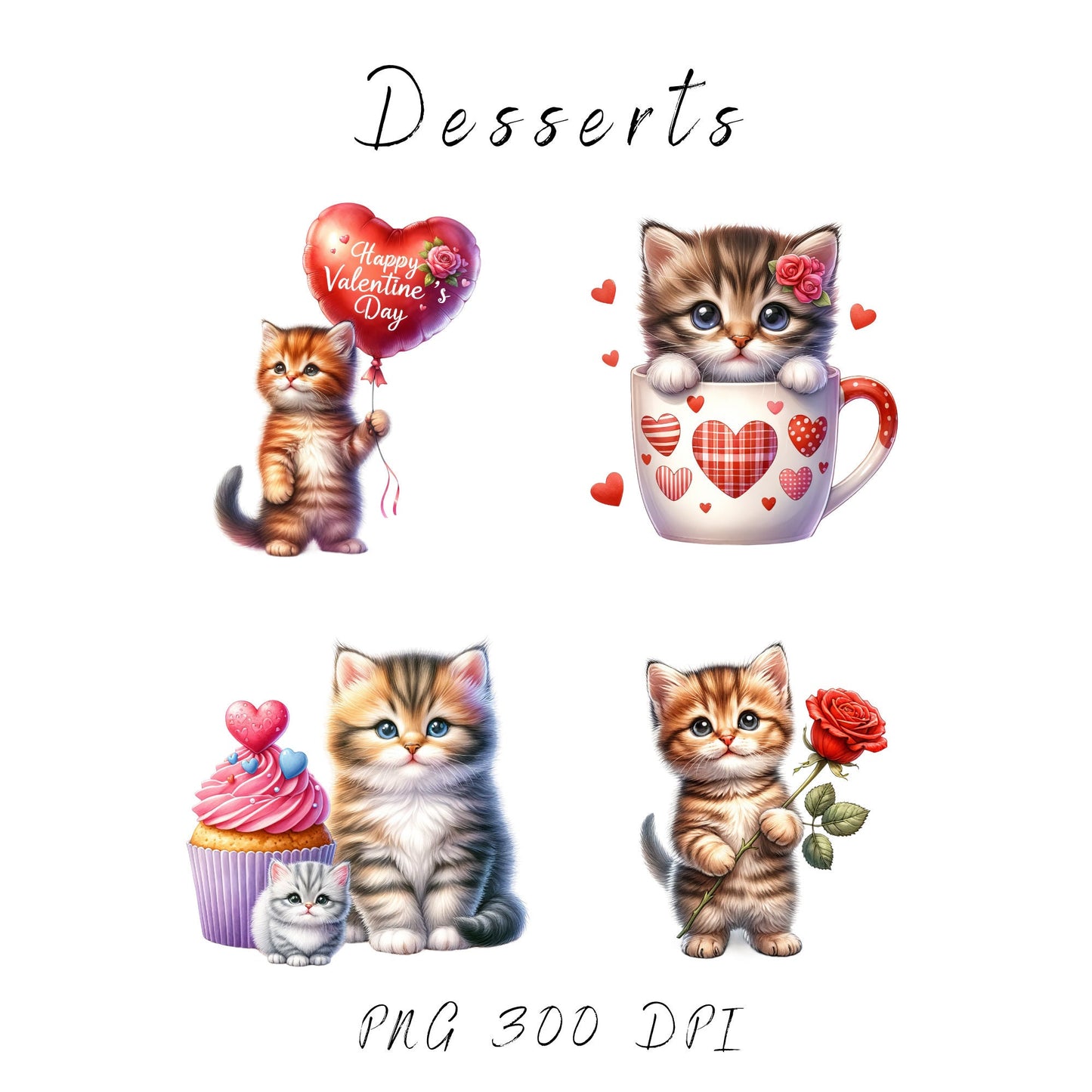 Clipart de gatitos de San Valentín