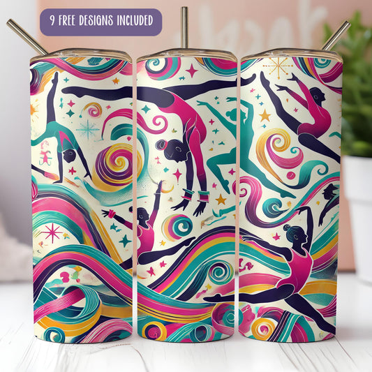 a set of three colorfully painted canisters on a table
