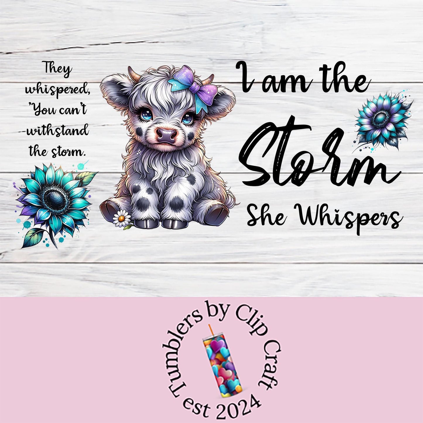 a picture of a cute little cow with flowers