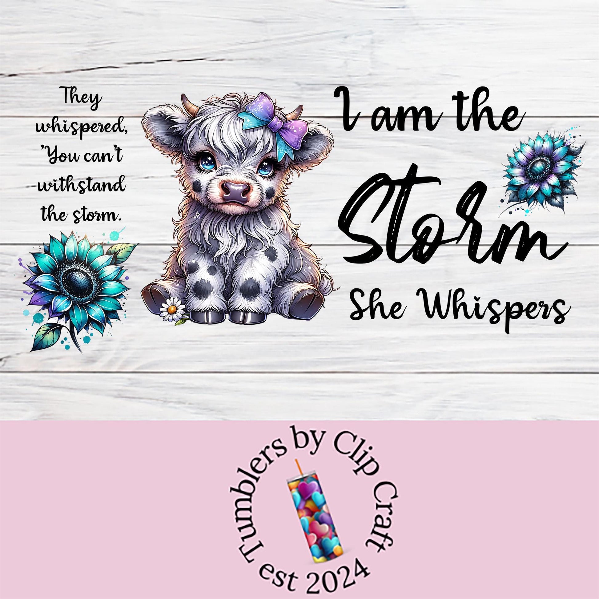 a picture of a cute little cow with flowers