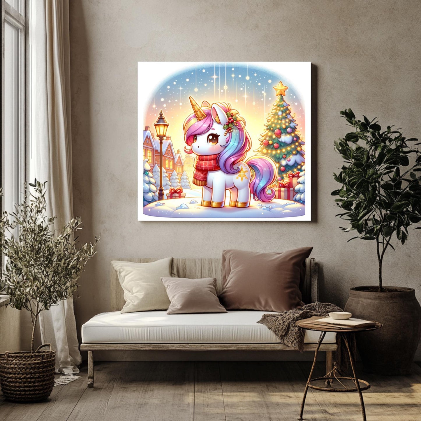 15 imágenes prediseñadas de unicornio navideño