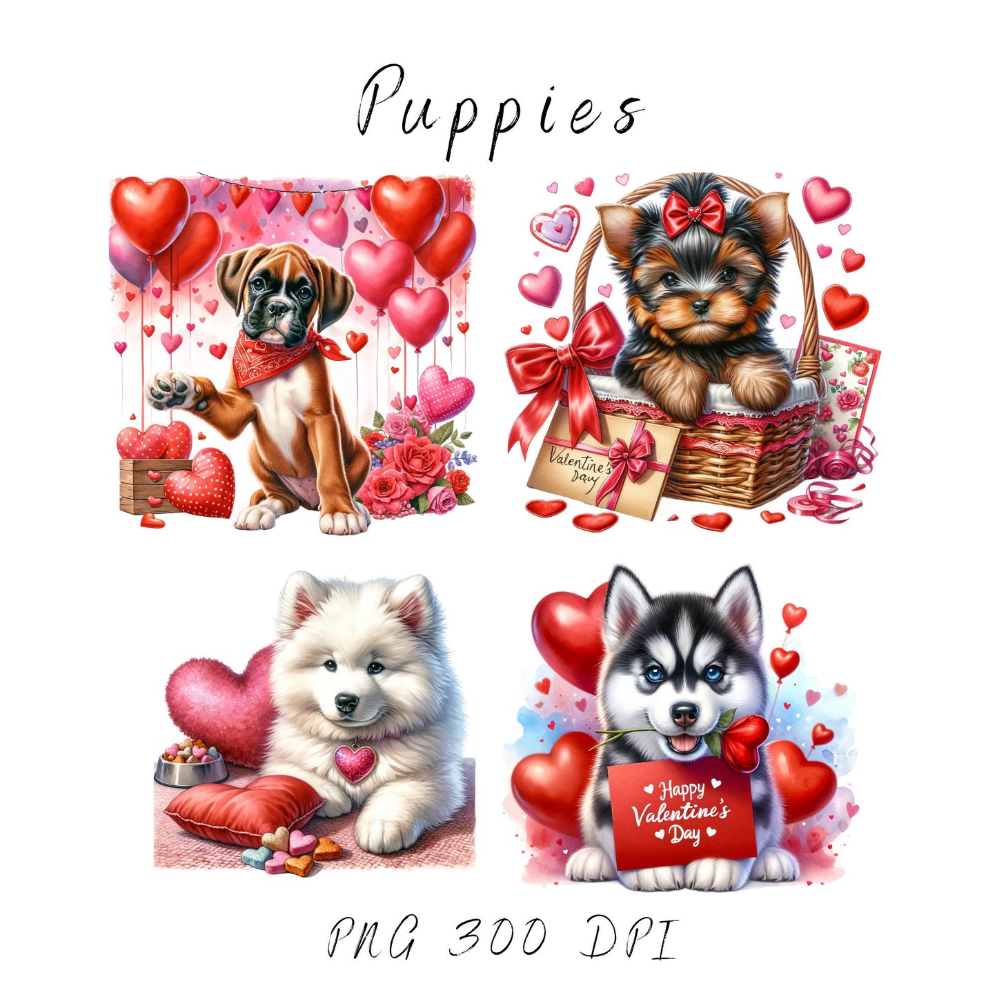 Valentines Puppies Clipart