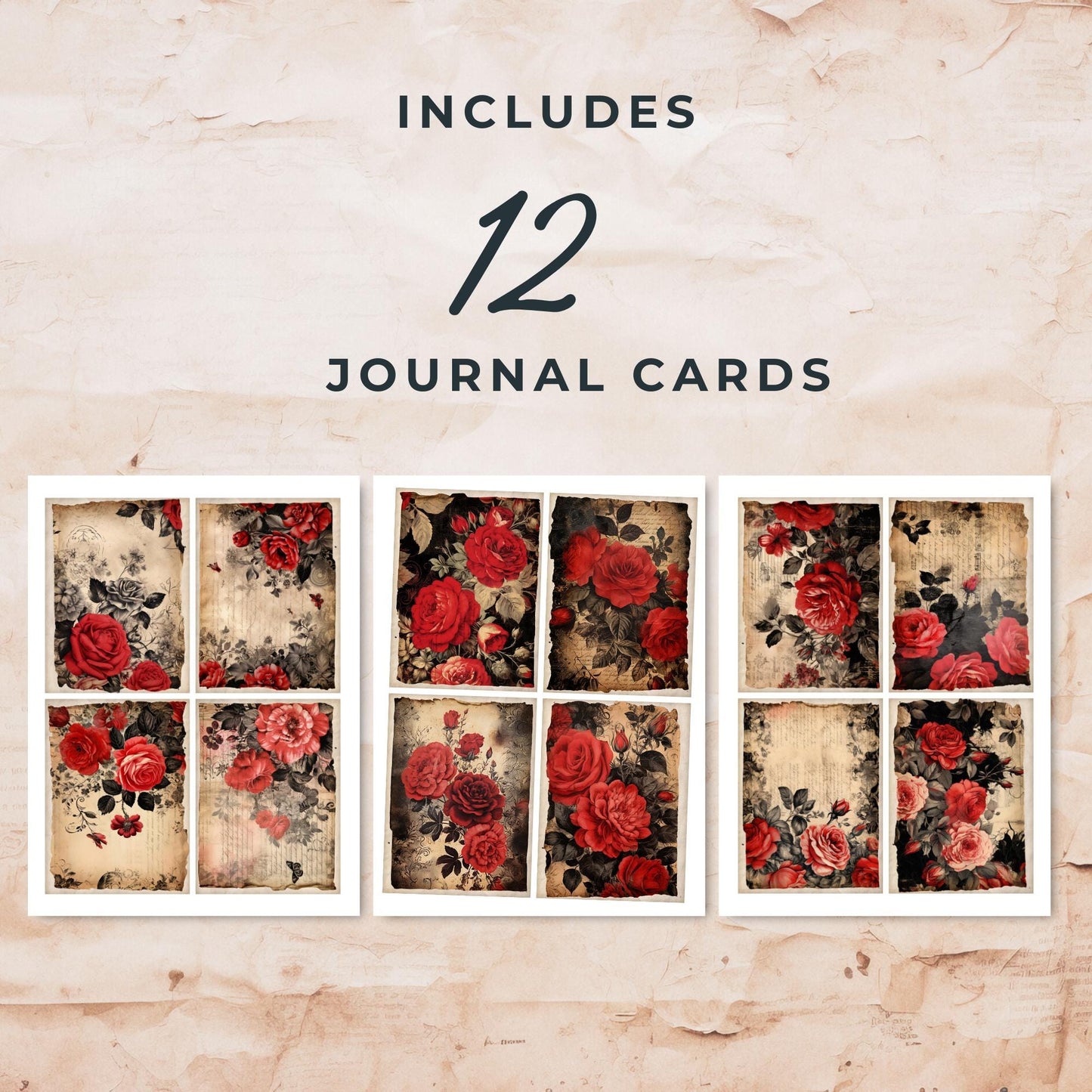 Red and Black Floral Junk Journal Mega Kit