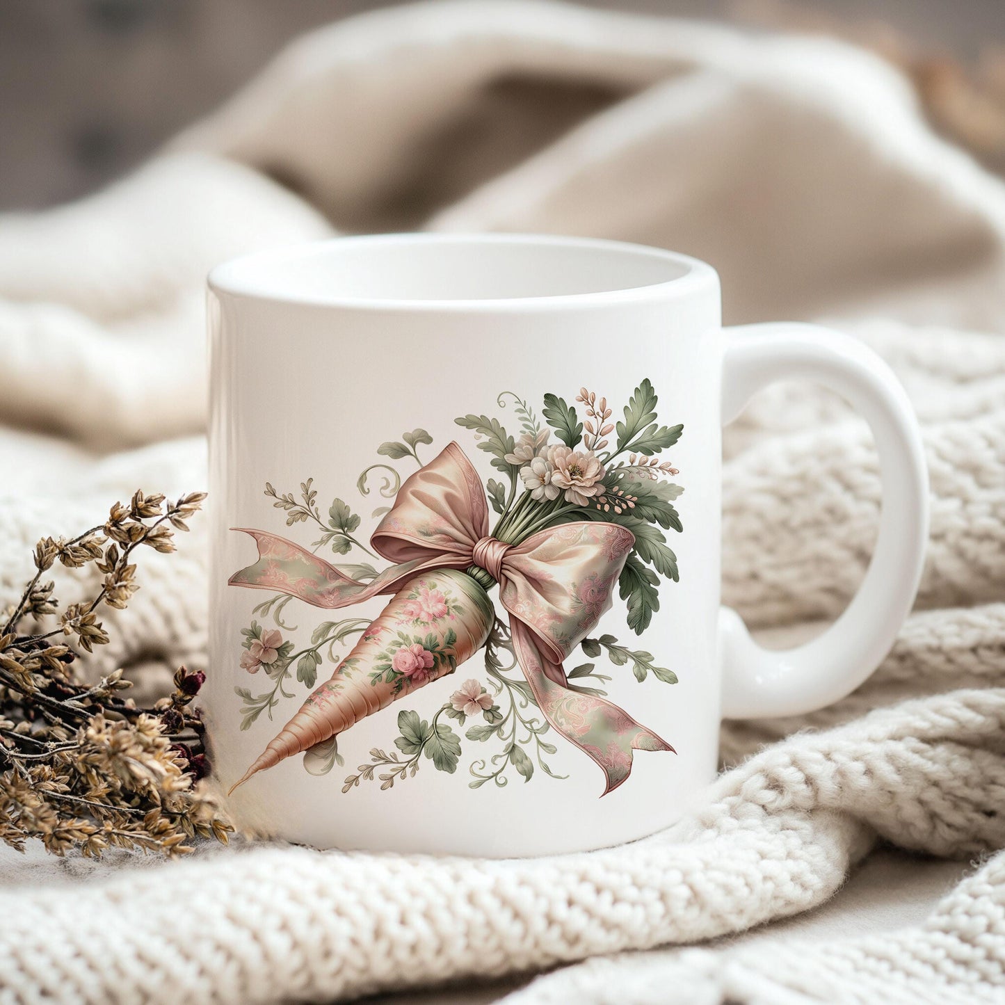 Floral Easter Carrot Coquette PNG