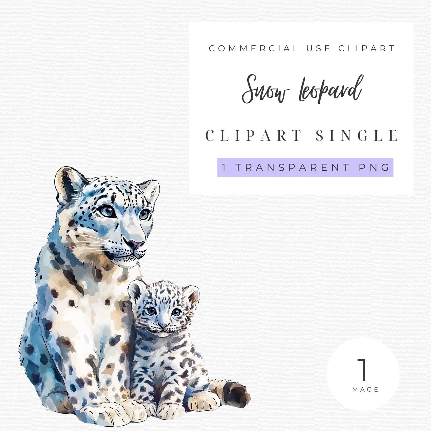 Mother and Baby Snow Leopard Clipart