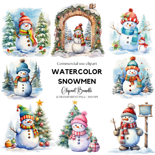 Watercolor Snowman Clipart