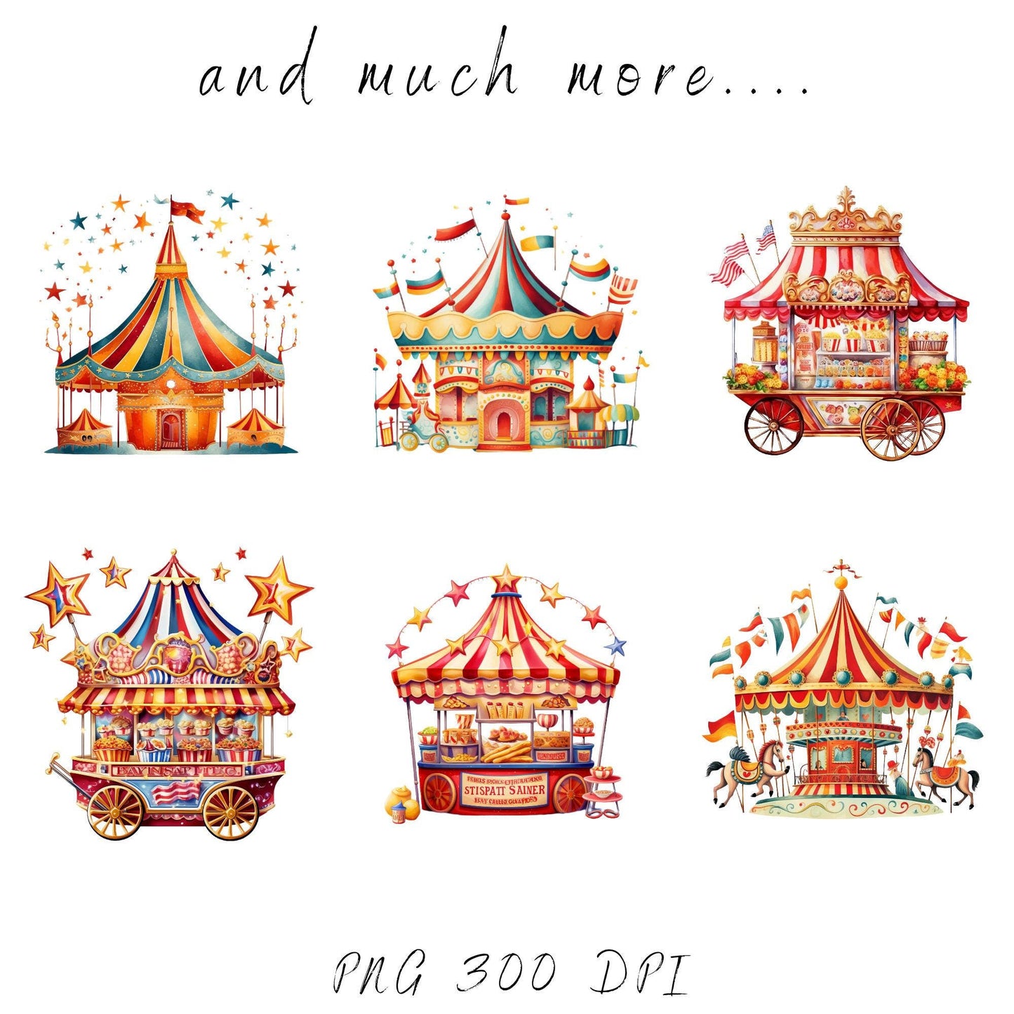 At the Circus watercolor clipart