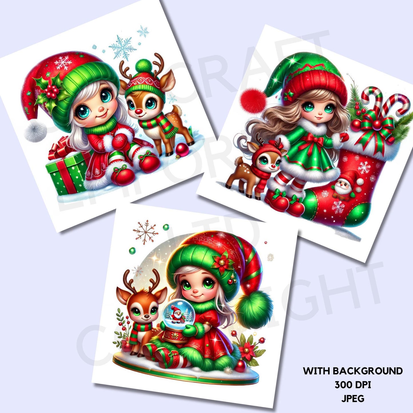 15 Christmas Gnome Girl Clipart