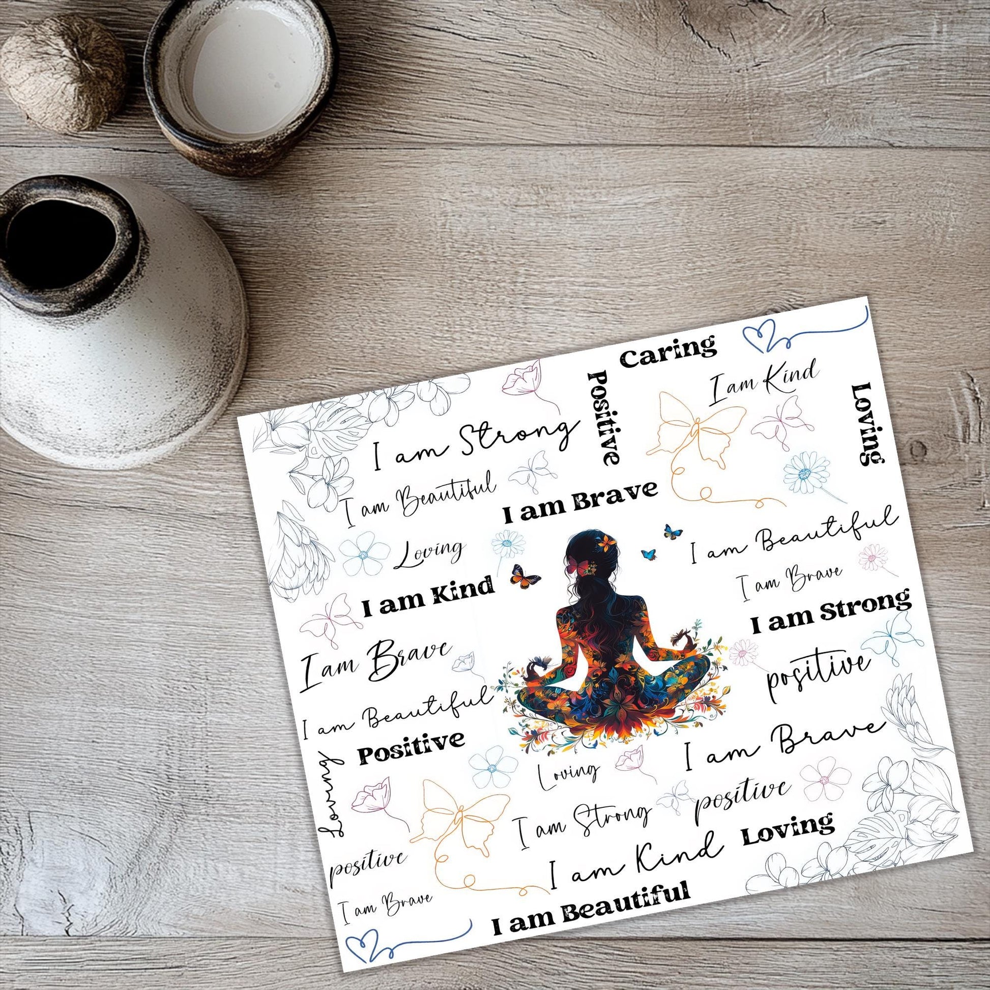 a yoga mat with a picture of a woman doing yoga
