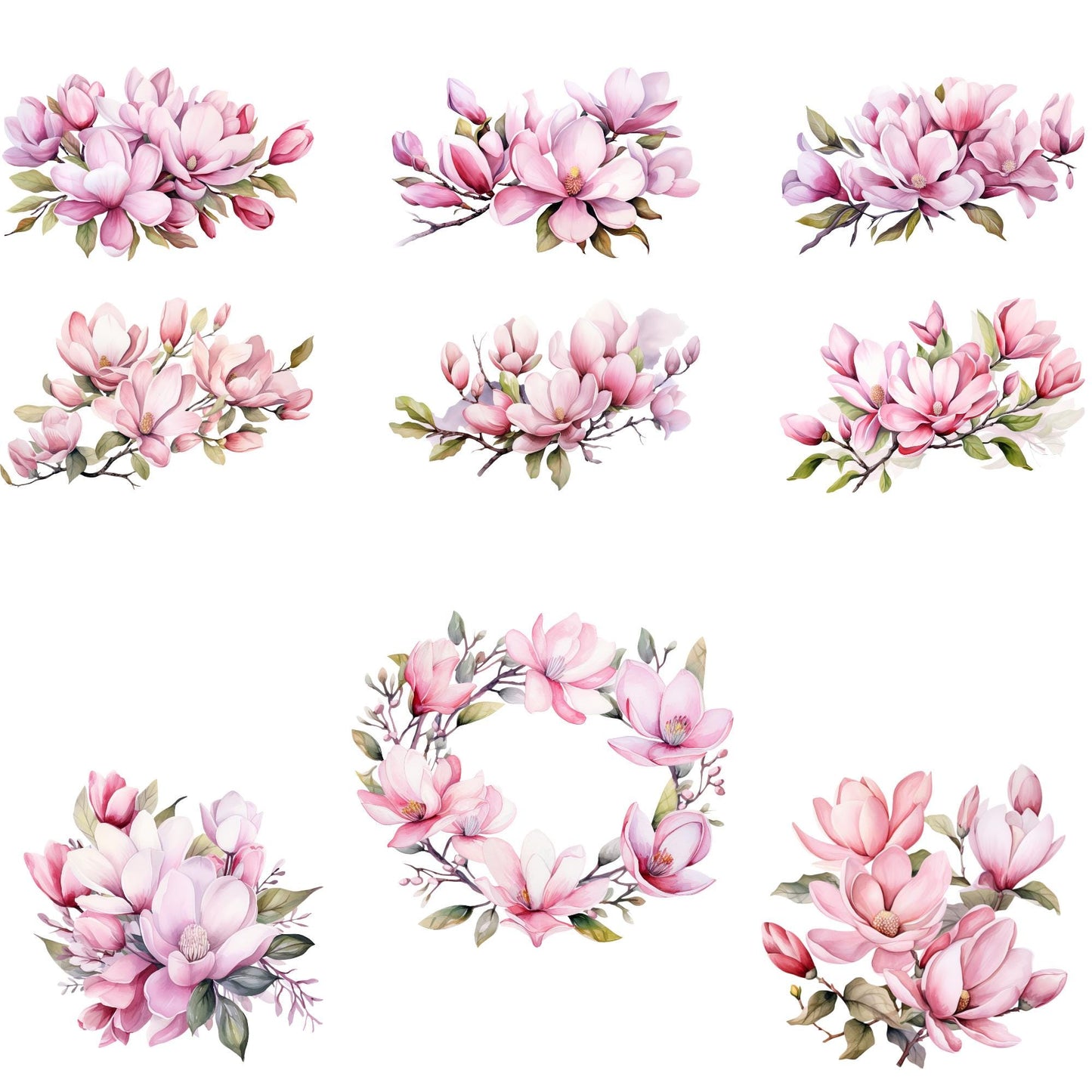 Clipart de magnolia rosa