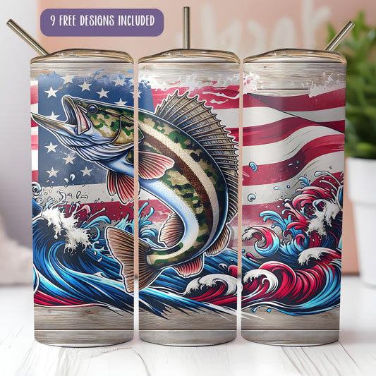 a pair of tumblers with a fish on them