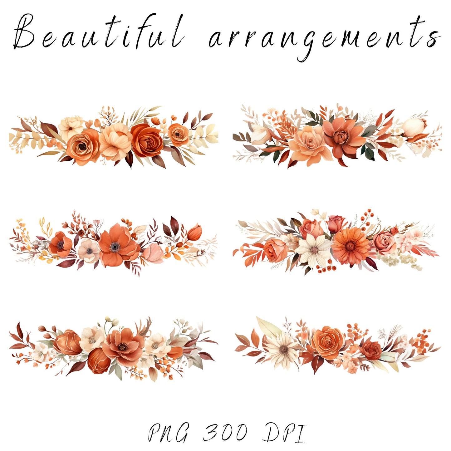 Clipart floral de terracota