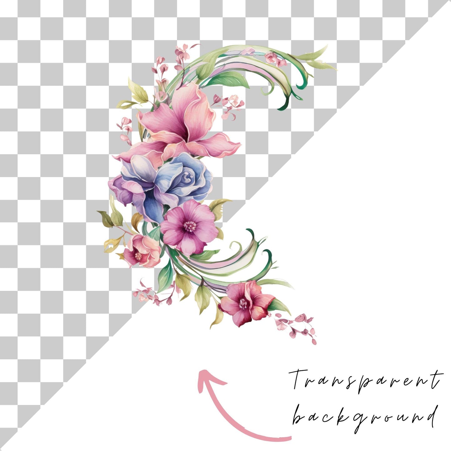 Regency Floral Corner Arrangements Clipart