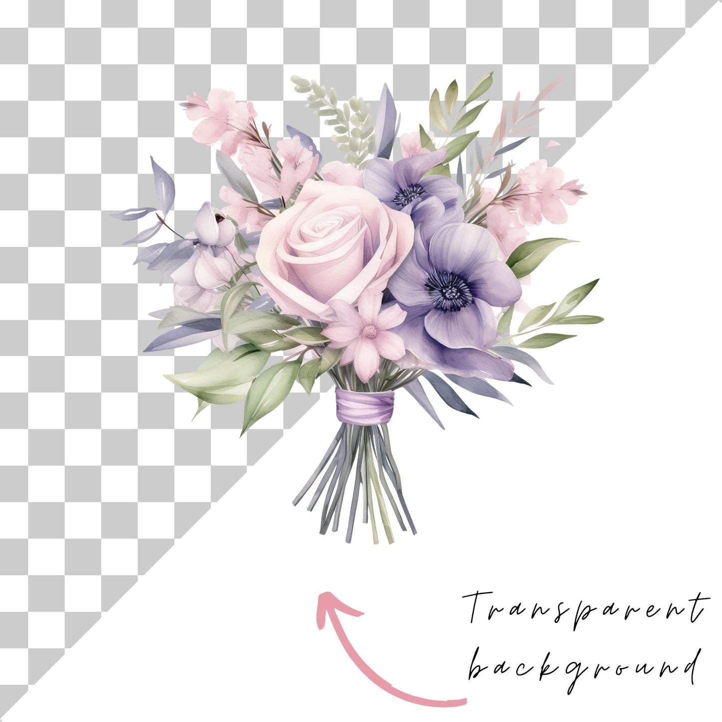 Soft Lavender & Blush Floral Clipart