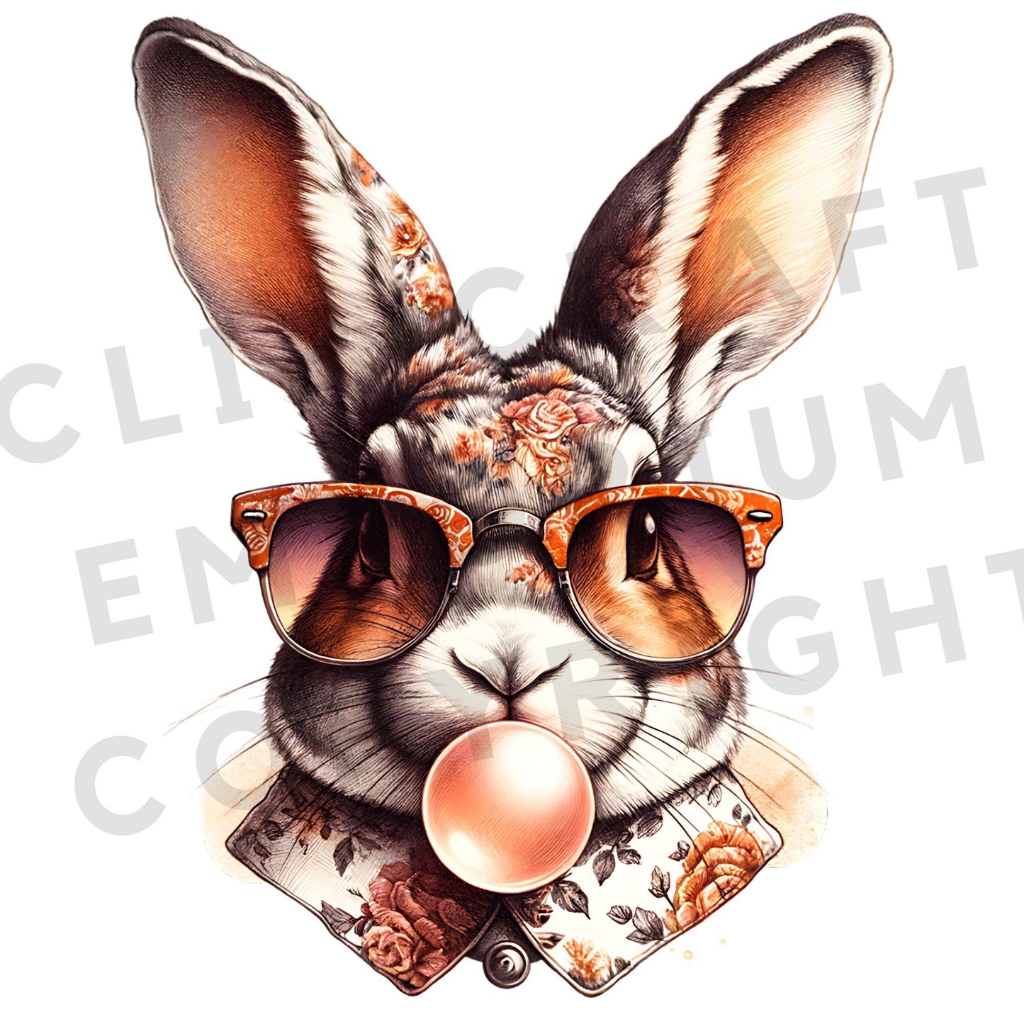 Diseño PNG de conejito con gafas vintage retro