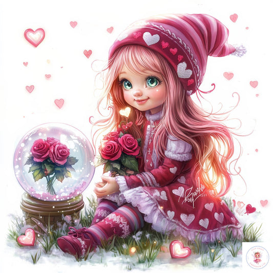 Pink Valentines Gnome Clipart