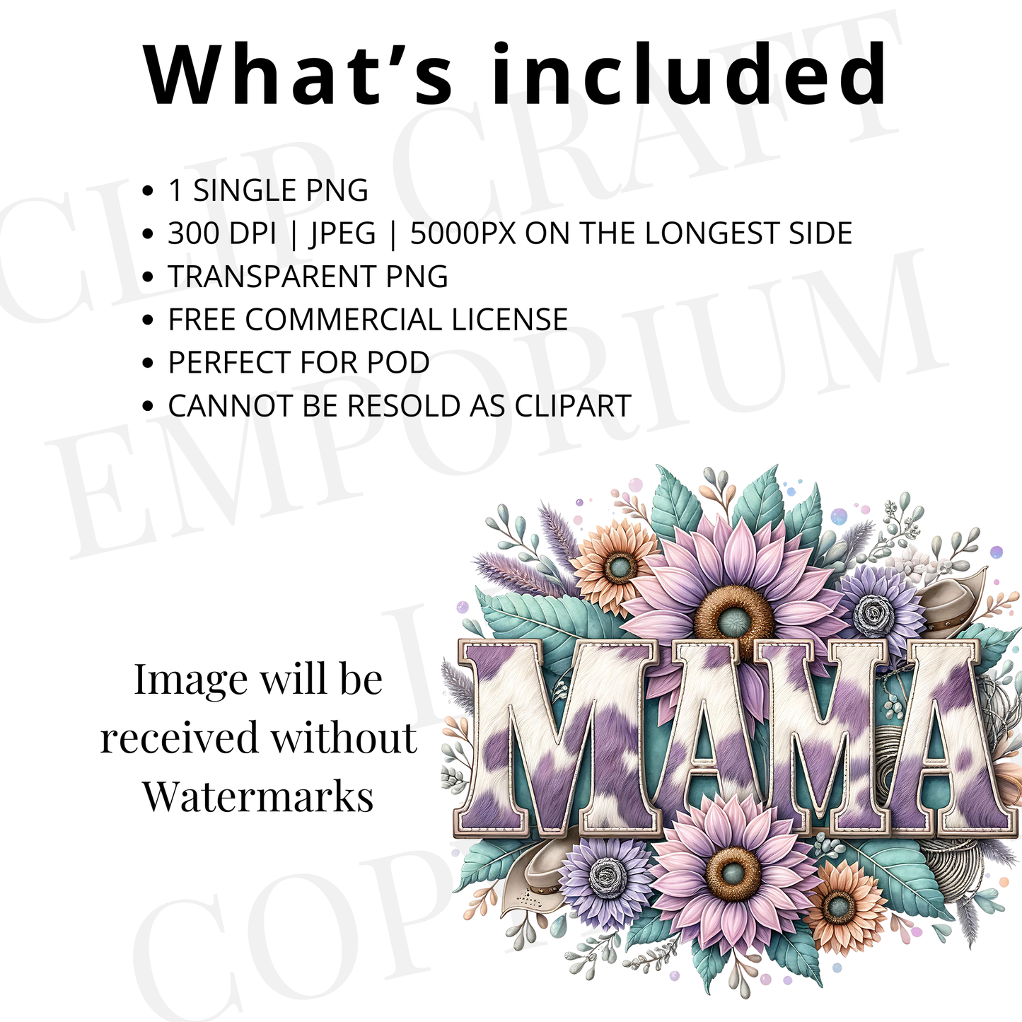 Mama Cowhide Sunflower PNG – Western Sublimation Design for Country Moms