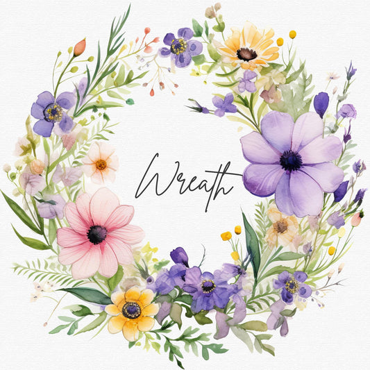 Wildflower Wreath Clipart Single