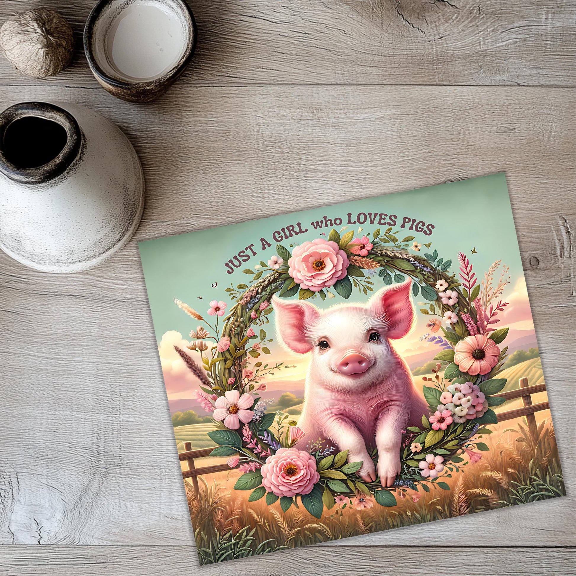 a picture of a pig on a table