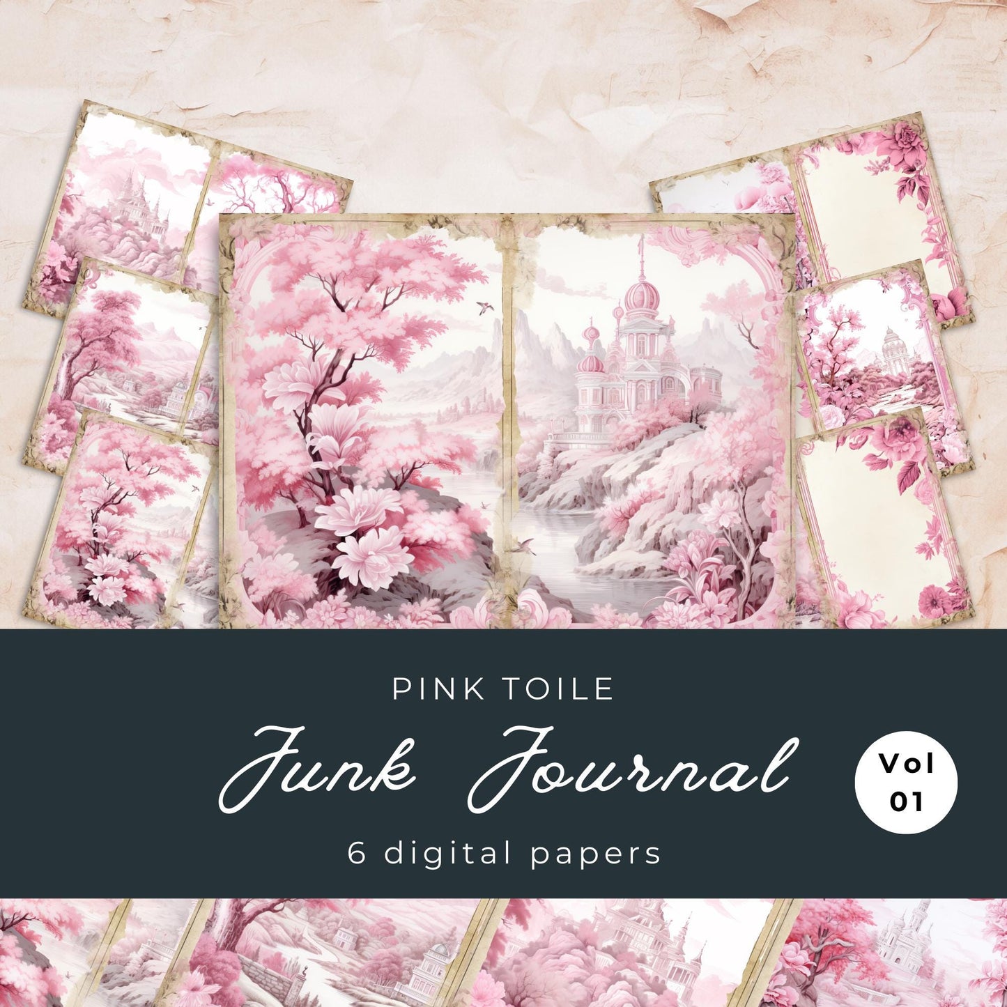 Páginas de diario basura de toile rosa