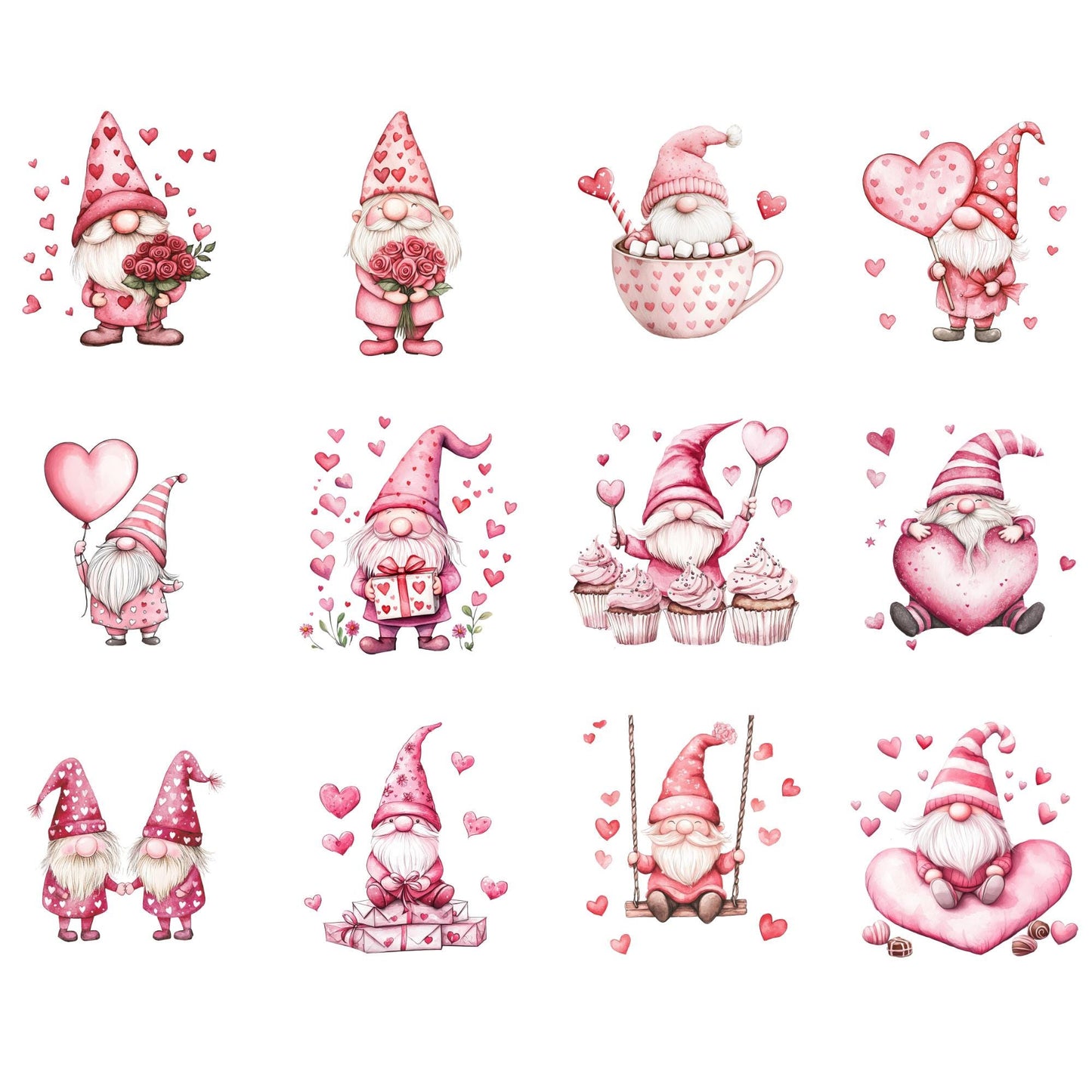 Pink Valentines Gnome Clipart