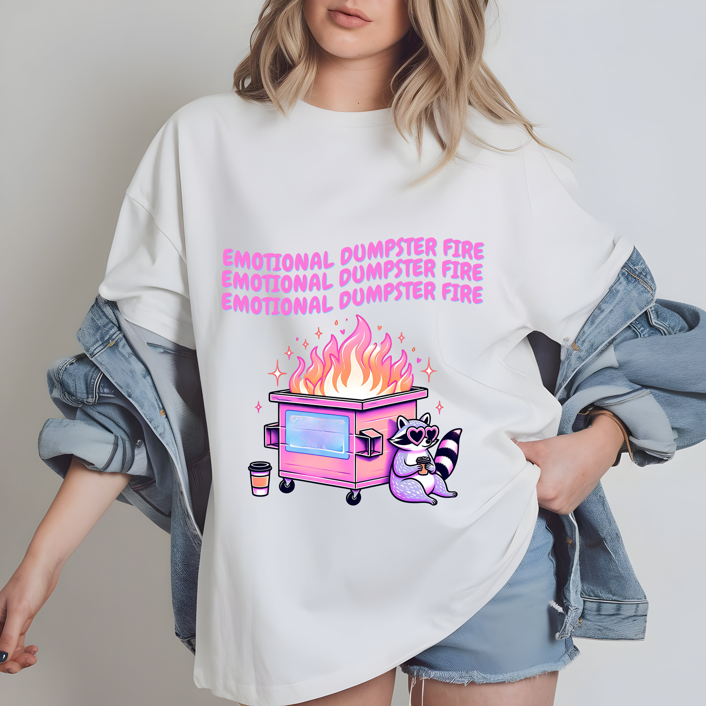 PNG de incendio emocional en un basurero: diseño de sublimación de camiseta con esqueleto divertido sobre salud mental