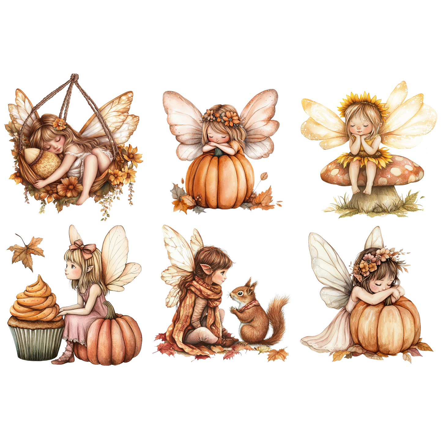 Fall Fairy Clipart PNG – Whimsical Autumn Fairies, Forest Elements & Magic Fairy Garden