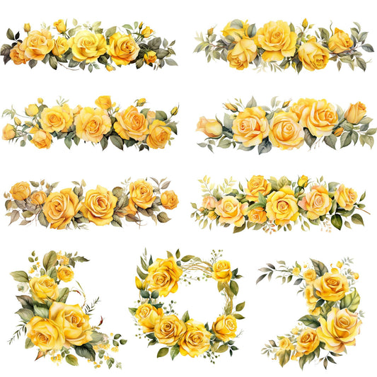 Clipart de rosas amarillas en acuarela