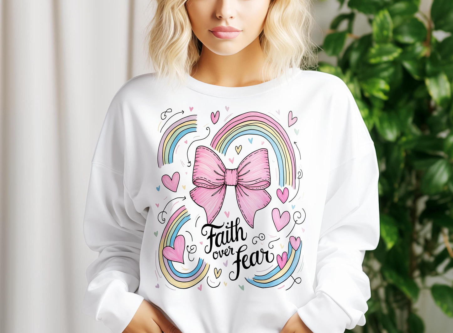 Lazo rosa con fe sobre el miedo, PNG