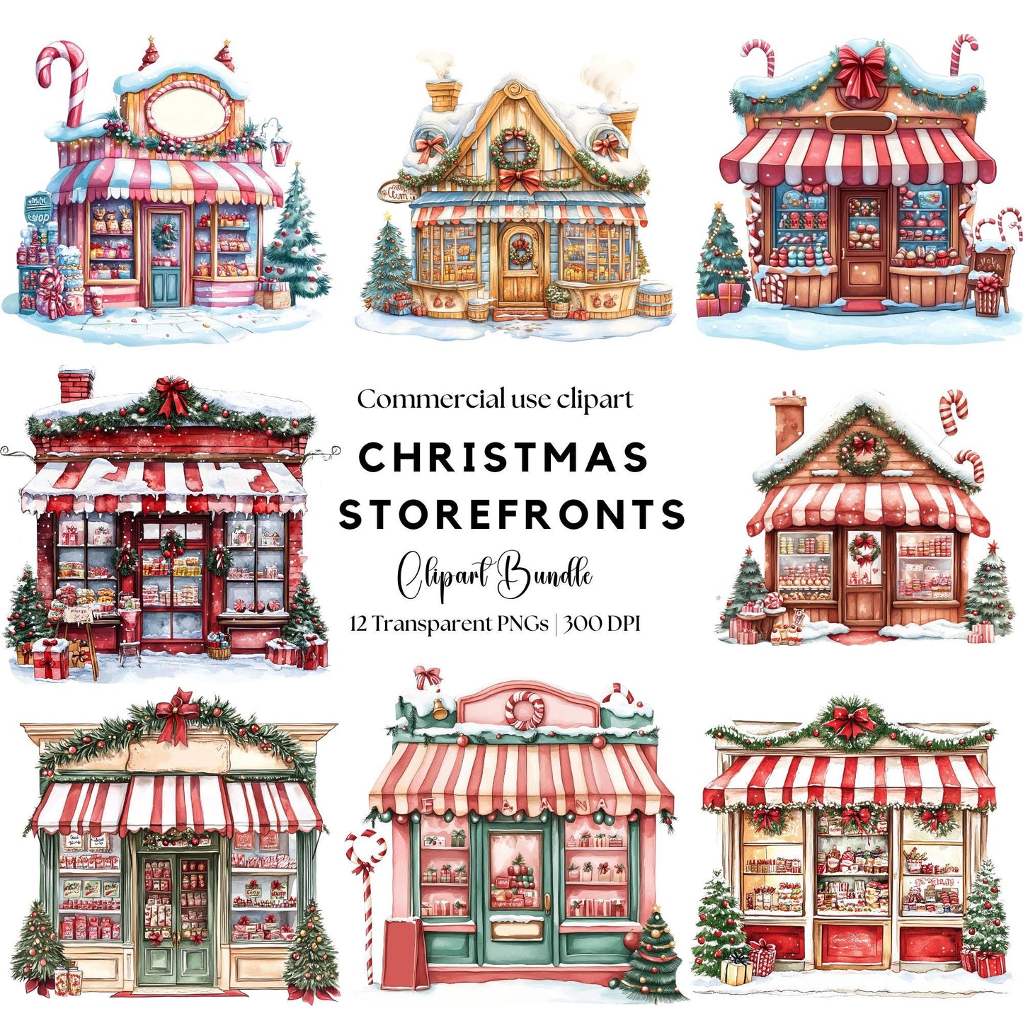 Christmas Candy Storefront Clipart