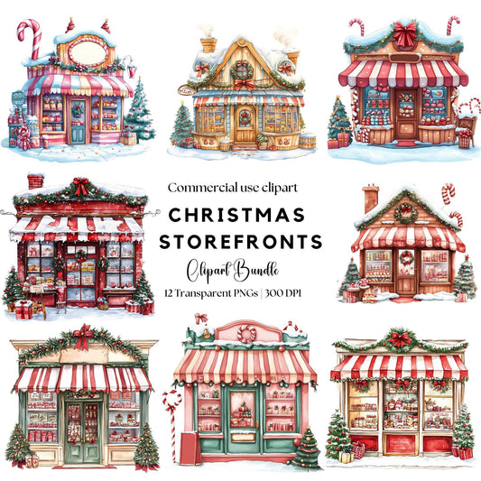 Christmas Candy Storefront Clipart