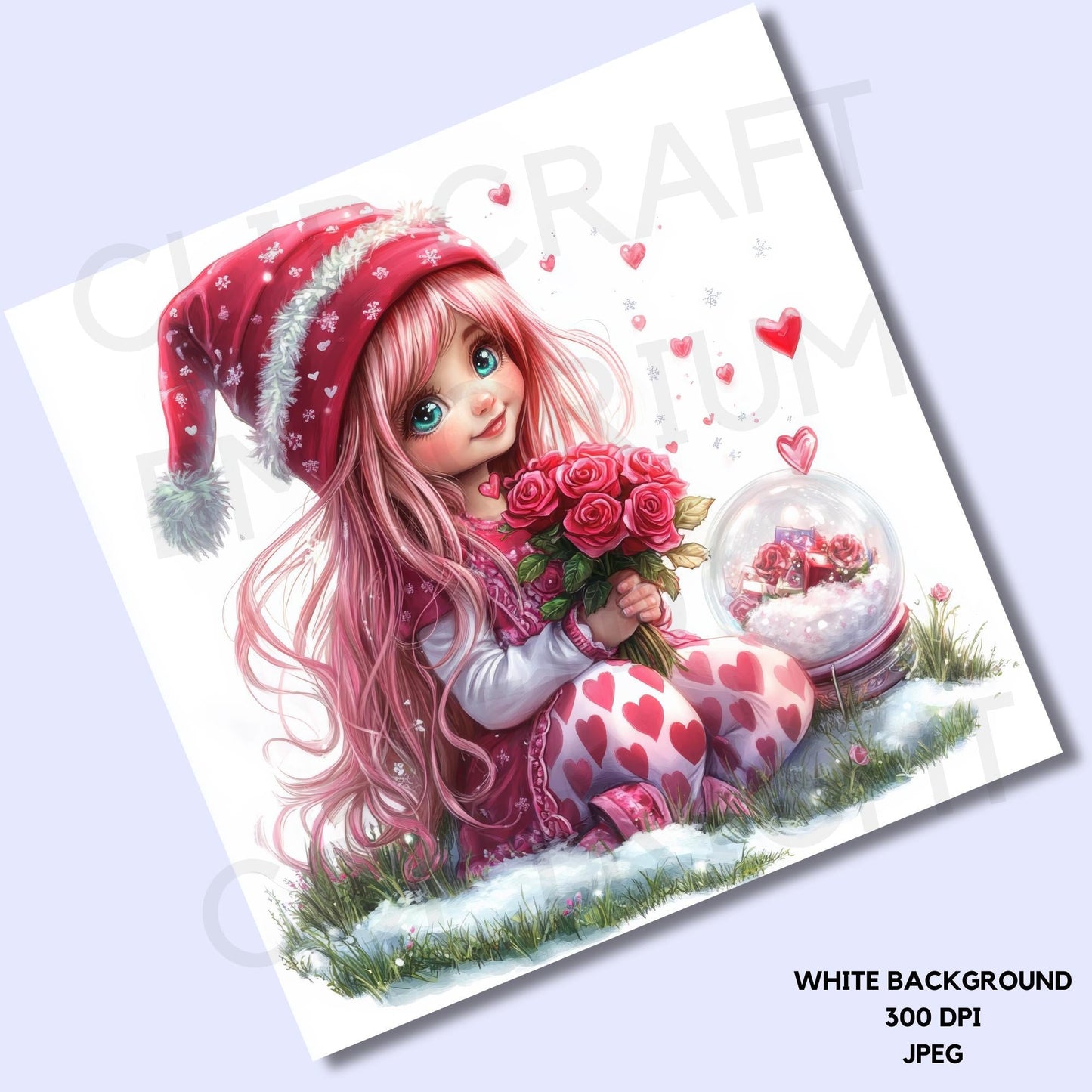 Pink Valentines Gnome Clipart