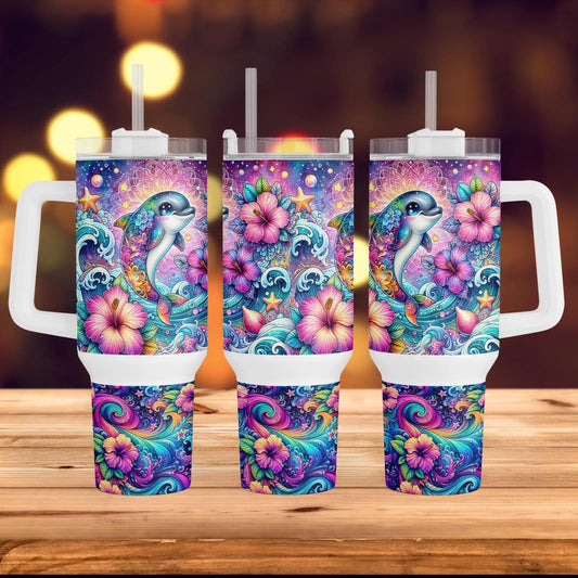 a couple of cups sitting on top of a wooden table