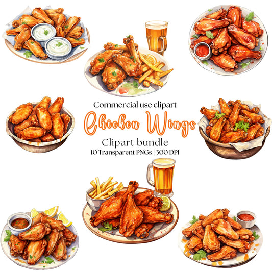 Watercolor Chicken Wings Clipart